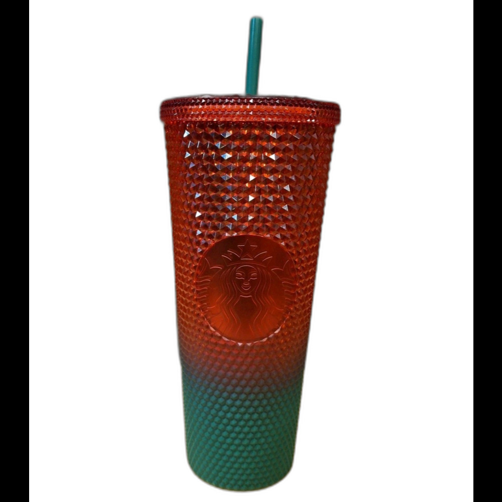 Disney World Starbucks 2022 Christmas Holiday Red Green Studded Plastic Tumbler